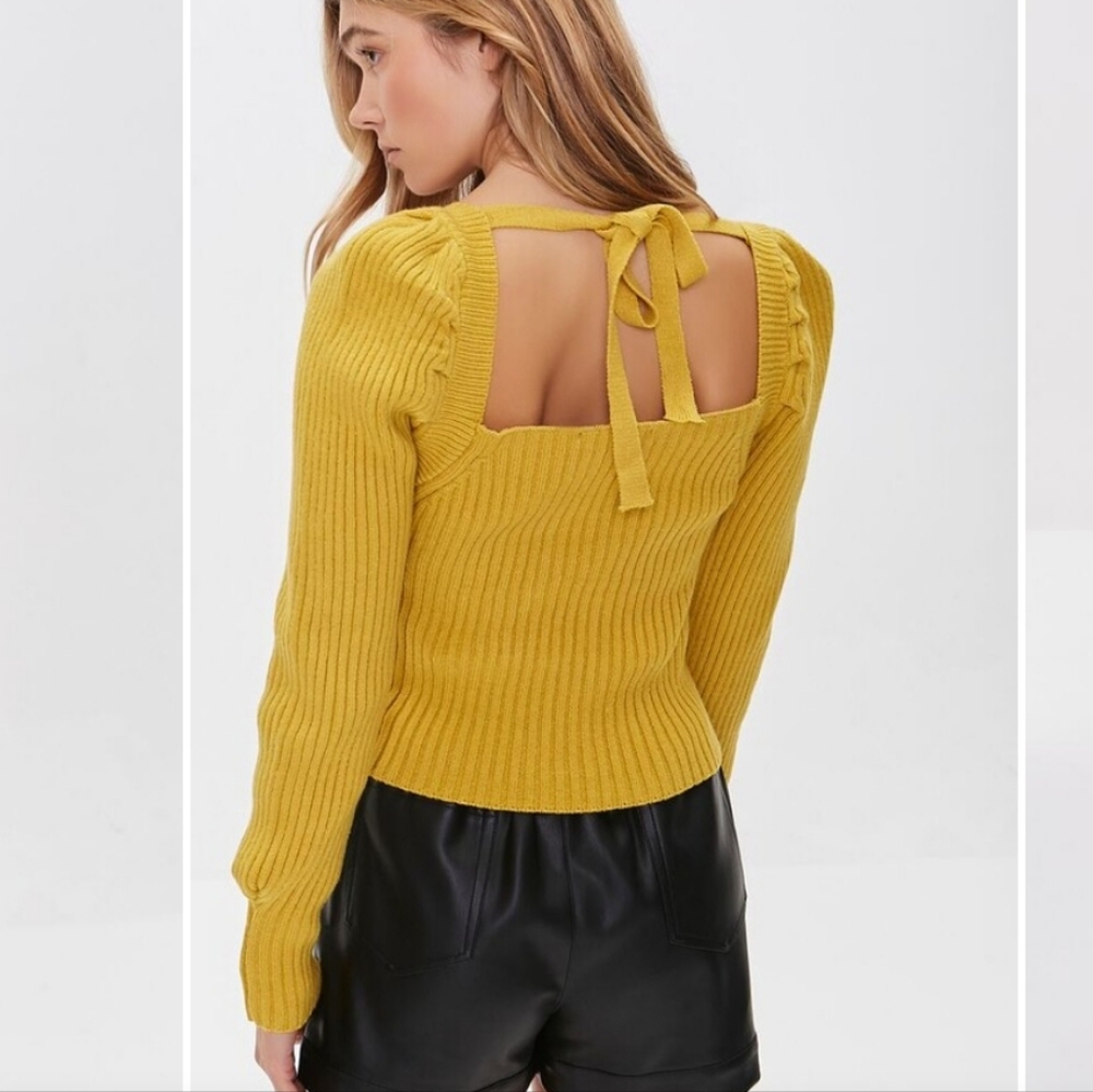 NWT Forever 21 Ribbed Tie-Back Fitted Sweater size Large
